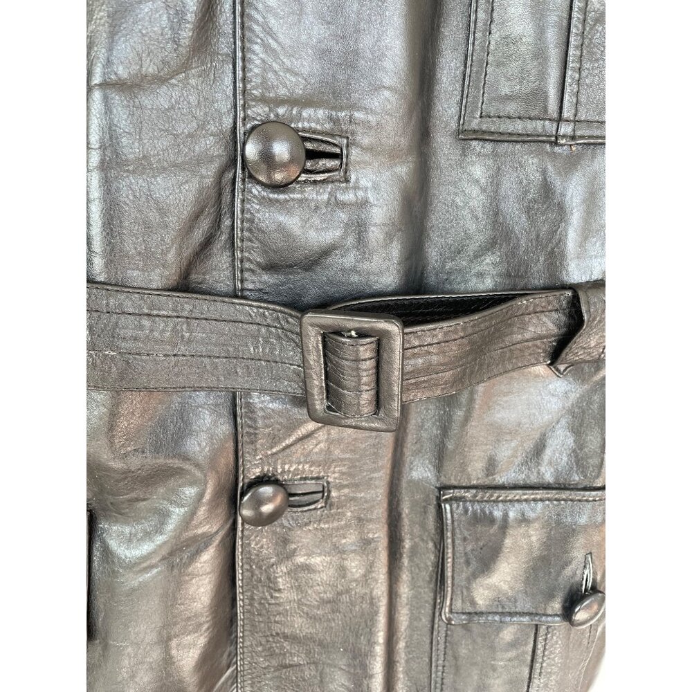 Vintage 1970s Lomeli Of California Leather Jacket Belted Size 42 Mens Black - Picture 4 of 16